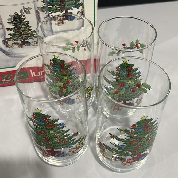 Vintage Luminarc Noel Christmas tree glasses set of 12 tumblers multi-size set - Picture 5 of 16